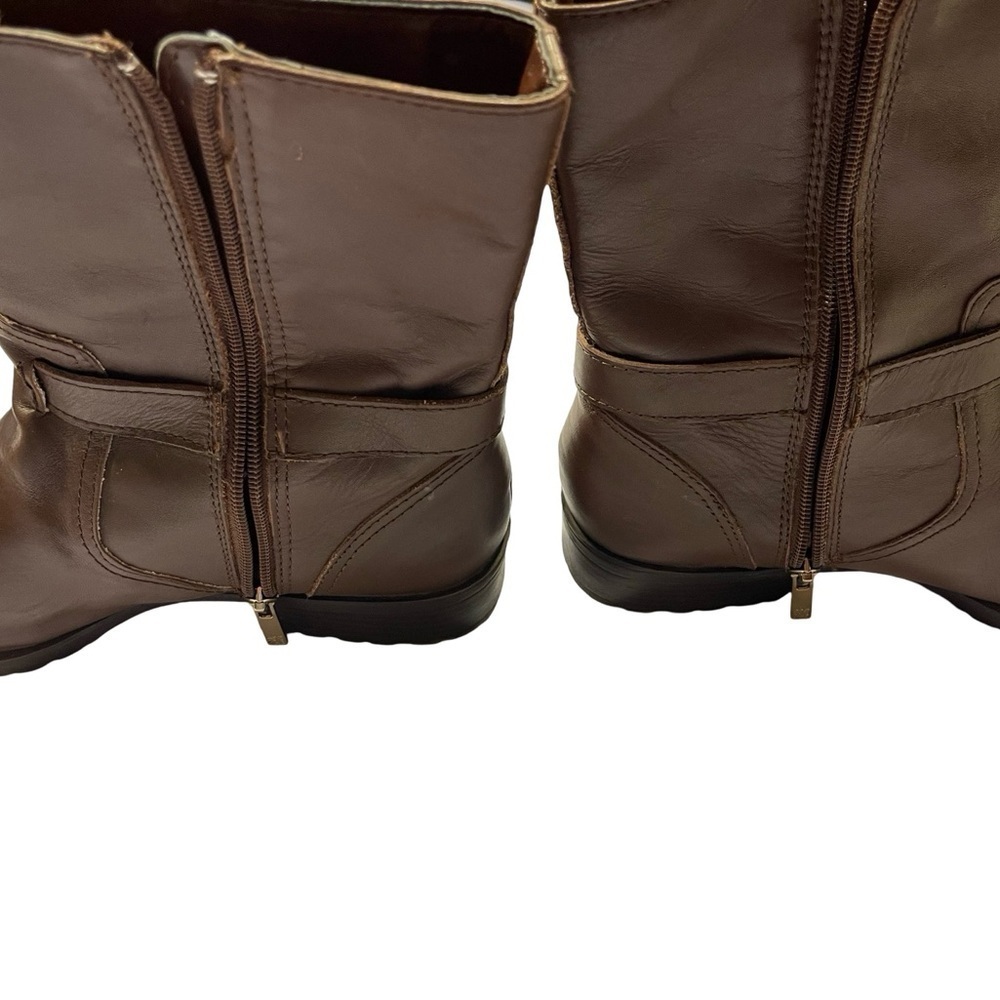 Anne Klein Dark Brown iflex Akcrayton Zipper Ankle Boots Gold Hardware Size 10 - Picture 5 of 14